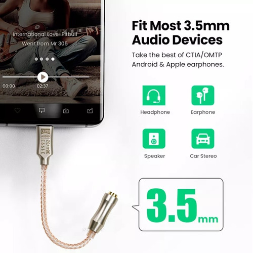Dac Hifi Keysion Adaptador Fone De Ouvido 3.5 Mm Para Usb C