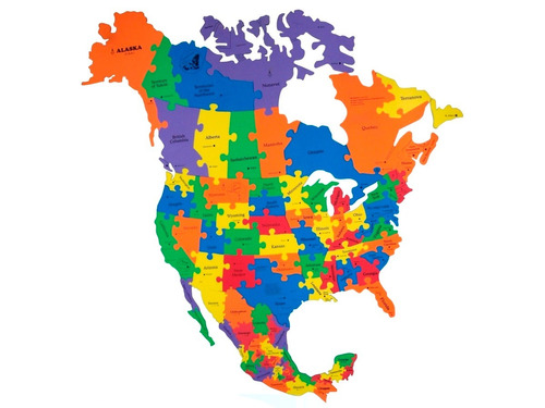 Pack 5 Pzas Mapa America Del Norte Foamy Fomi Rompecabezas