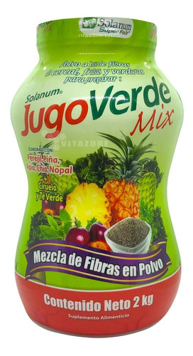 Imagen 1 de 9 de Jugo Verde Mix Fibra Para Mezclar En Polvo 2 Kg Solanum