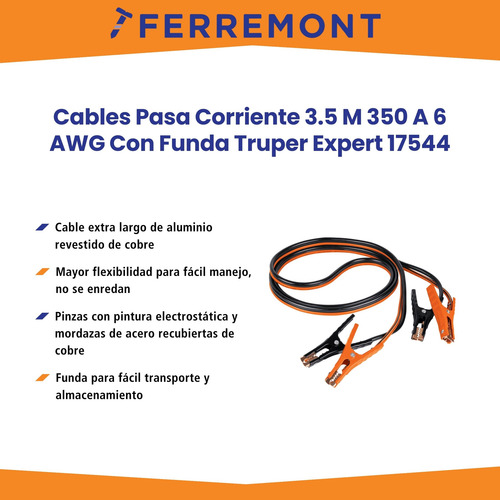 Cables Pasa Corriente 3.5m, 350a, 6awg, Truper Expert 17544