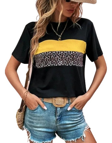 Blusa Remera Mujer Estampado Leopardo Carolinas Home