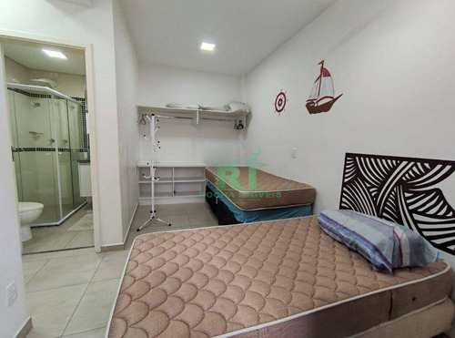 Imagem 10 de 20 de Flat Na Praia, Reformado, Beira Mar, Vista Para O Mar, Área De Lazer, 2 Dormitórios Sendo 1 Suíte, 2 Vagas De Garagem, Pitangueiras, Guarujá/sp - Fl0060