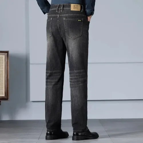 Pantalones Vaqueros Elásticos De Pierna Recta Para Hombre, C