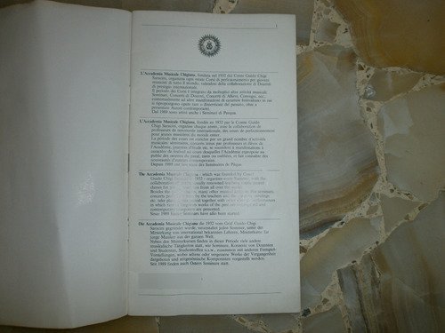 Accademia Musicale Chigiana Siena 1990 Corsi Estivi Di Perfe (Usado)