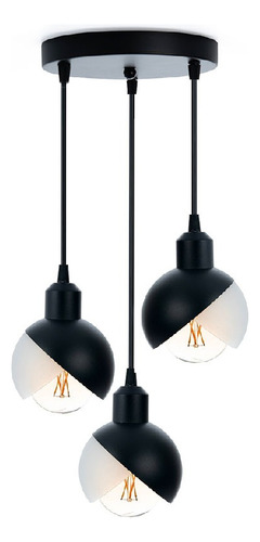 Lámpara Colgante Lantaar 3 Negro, 45 W, Base E27, Interior Estructura Black Mate