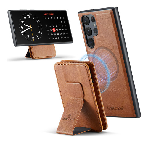 Funda Para Samsung Galaxy S25 S25 Plus S25 Ultra Magsafe Wallet Con Ranuras De Piel Para Tarjetas Y Soporte Magnético