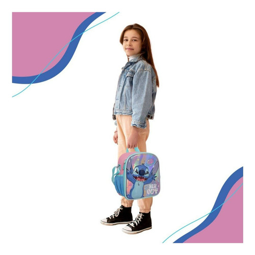 Lonchera Infantil Disney Stitch Ruz Con Correa Azul Acero