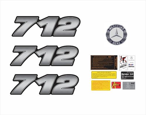 Adesivos Compatível Resinados Mercedes 712 + Etiquetas R107 Cor PADRÃO