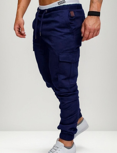Pantalón Bolsas Cargo Jogger Moda Casual Gabardina 2905
