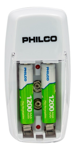 Cargador Con 2 Pilas Recargables Aaa 1200 Mah Philco