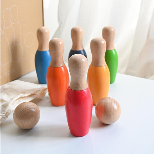 Juguete De Bolos De Madera Para Niños, Juegos De S