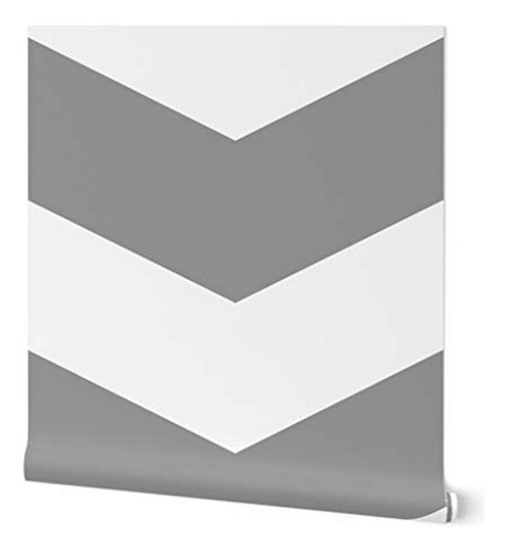 Papel Pintado Removible Chevron Zig Zag Gris Blanco