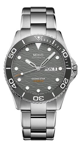 Reloj Mido Ocean Star 200c M0424301108100 Automatico Ag.ofic Malla Plateado Bisel Gris Fondo Gris