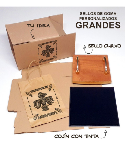 Imagen 2 de 3 de Sello Personalizado 35x35 Estampar Bolsa Papel Caja Cartón