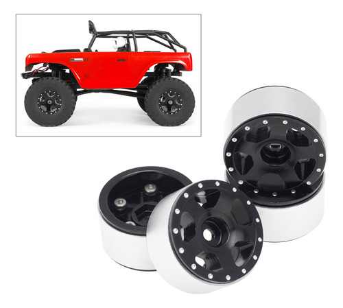 4x Rc Car Rim Parte De 1:24 Para Axial Scx24 90081 Rc Negro