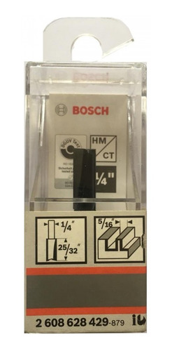 Fresa Ranura Recta Encastre 1/4 Ancho 5/16 Hm-2filo Bosch