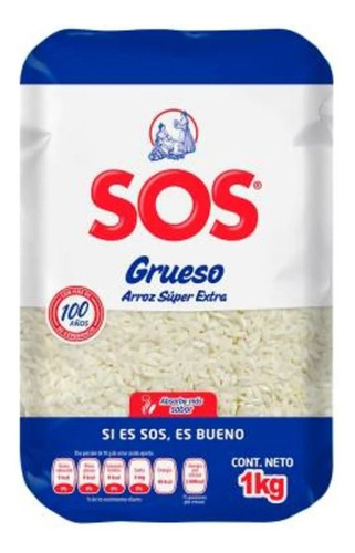 Arroz Para Cocinar Sos 1 Kg Grano Grueso Blanco Super Extra