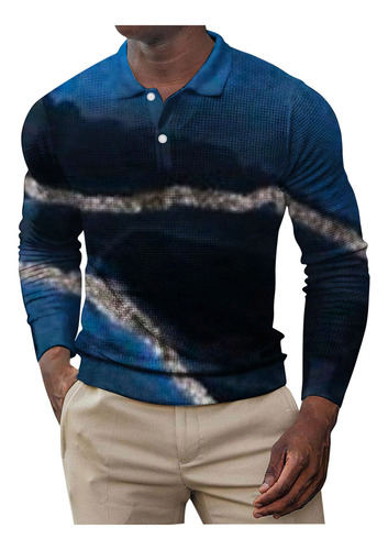 Camiseta D Fashion Man Con Cuello Vuelto Y Mangas Estampadas