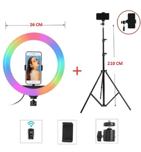 Imagen 2 de 8 de Aro Anillo Selfie Luz Led Rgb Tripode Ring Light Usb Celular