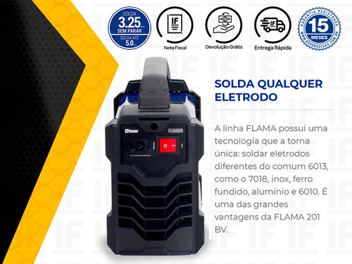 Kit Maquina Solda Inversora Flama 201 + Brindes