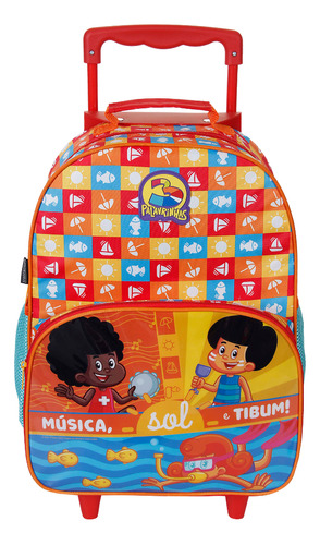 Mochila De Rodinhas Infantil Escolar 3 Palavrinhas Dermiwil Cor Laranja