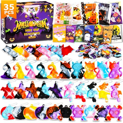 35 Pcs Juguetes Pop Fidget Mini De Halloween Llavero, F...