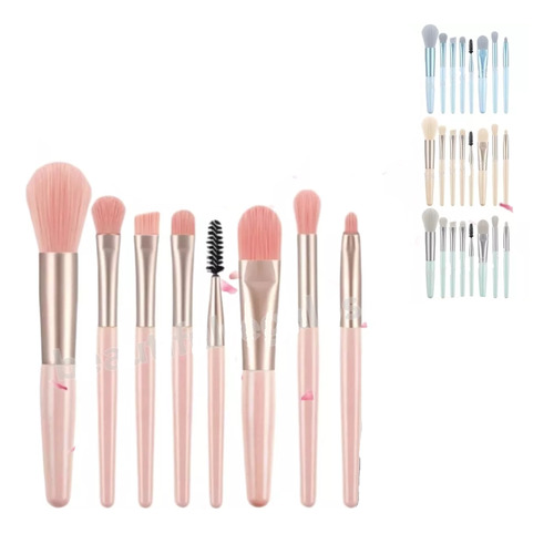 Set X8 Brochas Viajeras Pinceles Maquillaje Make Up Profesio