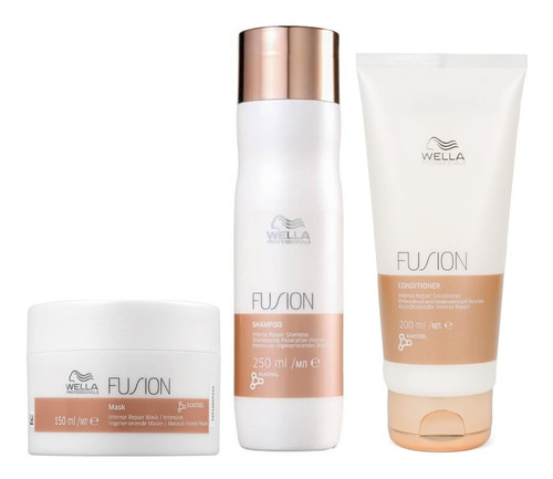 Kit Wella Shampoo, Acondicionador Y Mascarilla Fusion