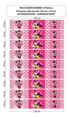 Imagen 3 de 4 de Cenefa Minnie Vinilos Decorativos Hogar Niños 10 Metros
