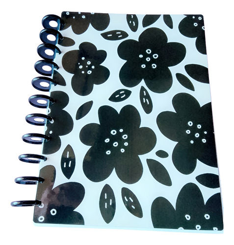 Maranata Sketchbook , Encuadernación Inteligente Blanco Y Negro Flores Negras En Fondo Blanco