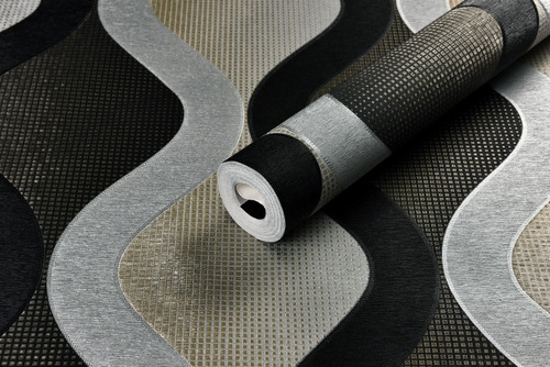 Imagen 5 de 8 de Papel Tapiz Negro Plata Y Dorado Sala Comedor Recamara