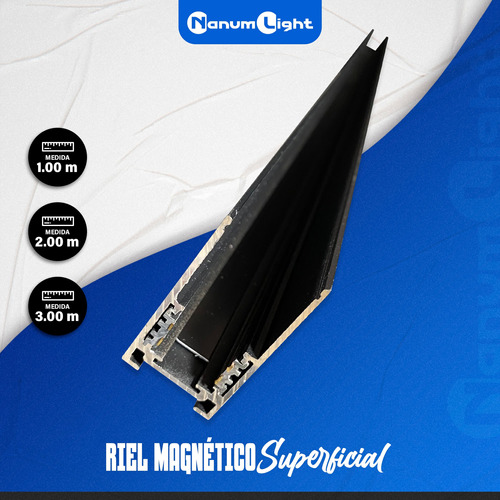 Riel Magnetico Superficial 1m Color Negro, Nanum Light