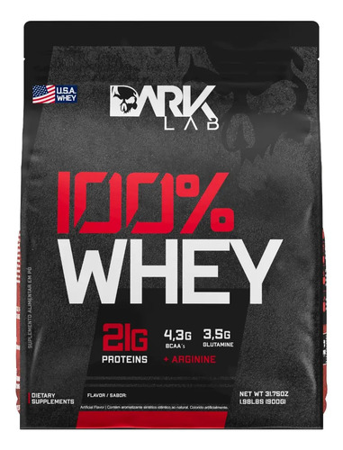 Whey Protein 100% 900g Refil Dark Lab Sabor Morango