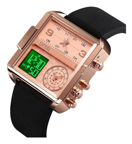 Reloj Hombre Casual Lujo Skmei Cuadrada Cronógrafo Fechador