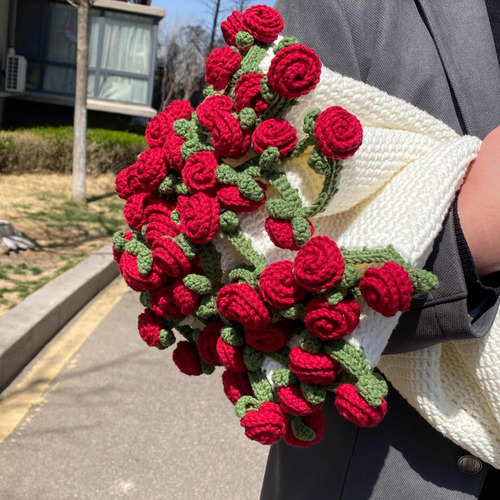 Knitted Crochet Rose Bouquet Blanket Diy Material Pack