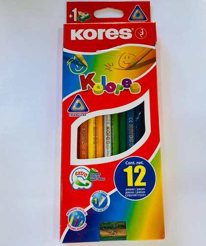 Crayones Kores Triangulares 12 Unidades