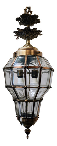 Antiguo Y Enorme Farol Versalles Burbuja Bronce Y Cristal (Usado)