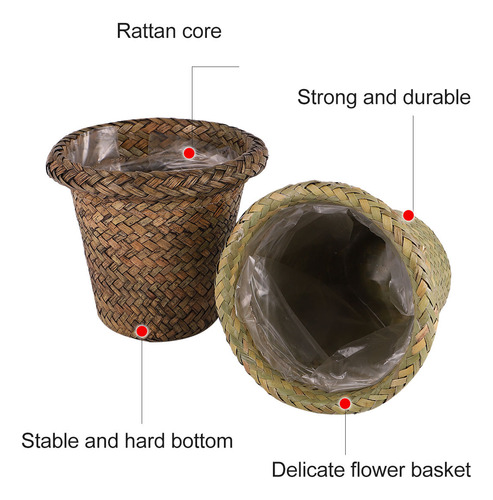 Cesta De Flores Tejida De Mimbre, 2 Cestas Decorativas Para