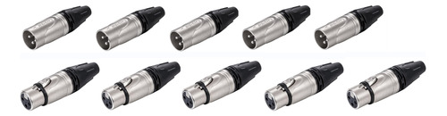 10 X Conectores Canon Xlr Hembra Y Macho Profesional Lidge 