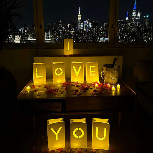 Wymm Letras Iluminadas Con Luces Led Y Rosas  I Love You . B