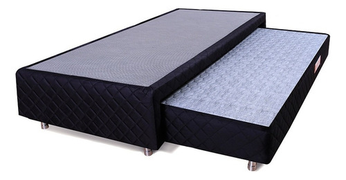 Box Solteiro 88x188cm + Colchão Auxiliar Espuma D28 Bicama Cor Preto