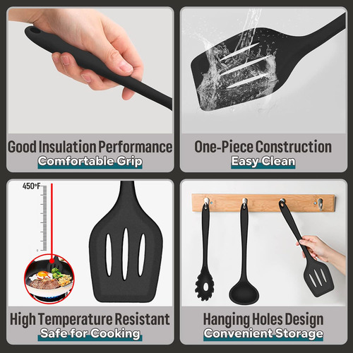 Juego De Utensilios De Cocina De Silicona Con Soporte Para C