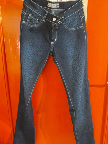 Pantalón Jean Talle 40 Recto Animal Print Azul