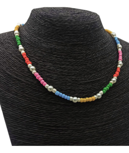 Collar Mostacillas Multicolor Perlas Regulable 48cm C:7737