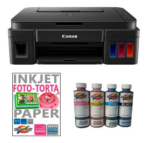 Kit Para Foto Torta Impresora Canon Papel De Arroz Y Tinta