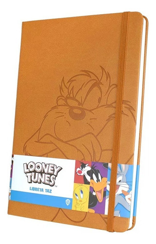 Libreta Pasta Dura: Looney Tunes Taz Color Cafe Camel