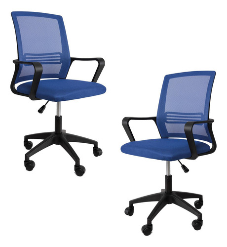 Silla de escritorio Big Room IOKS2S000001 ergonómica  azul con tapizado de mesh x 2 unidades