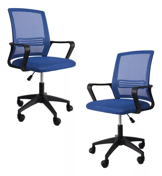  Silla de escritorio Big Room IOKS2S000001 ergonómica  azul con tapizado de mesh x 2 unidades