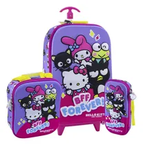 Comprar Set Maleta Full 3d Eva Triple Rueda Scool Ranger-hello Kitty