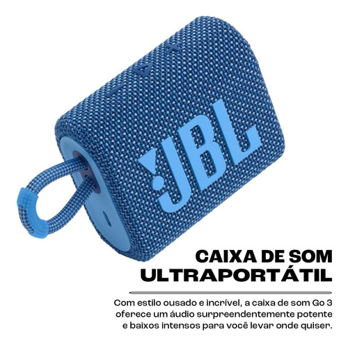 Caixa De Som Bluetooth Go 3 Eco Jbl - Azul - Vitrine Azul (Usado)